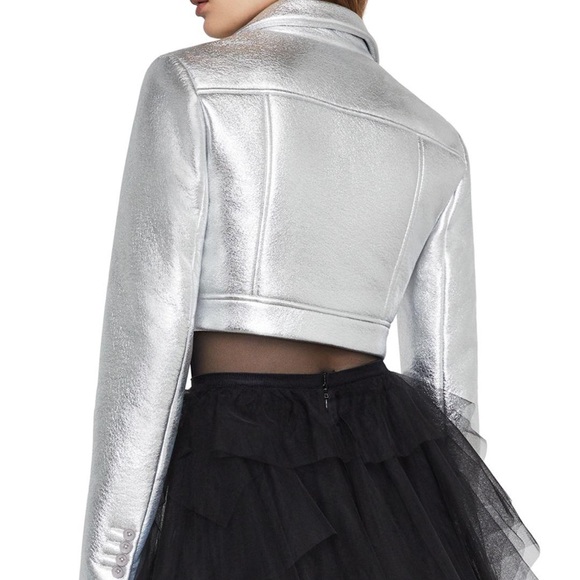 BCBGMaxAzria Jackets & Blazers - NWT $398 BCBGMAXAZRIA Silver Crop Jacket